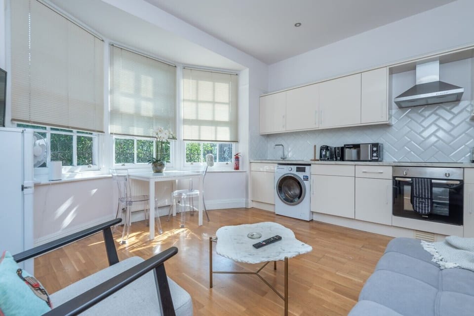 An open layout with space to cook, dine, and relax together.