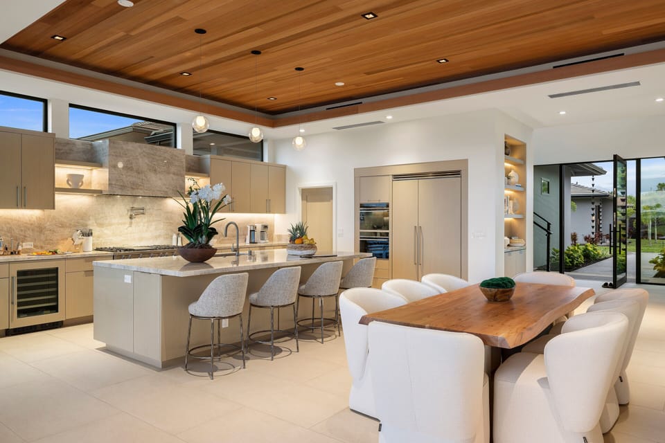 The open kitchen keeps everyone part of the moment, from casual breakfasts to shared meals with family and friends.
