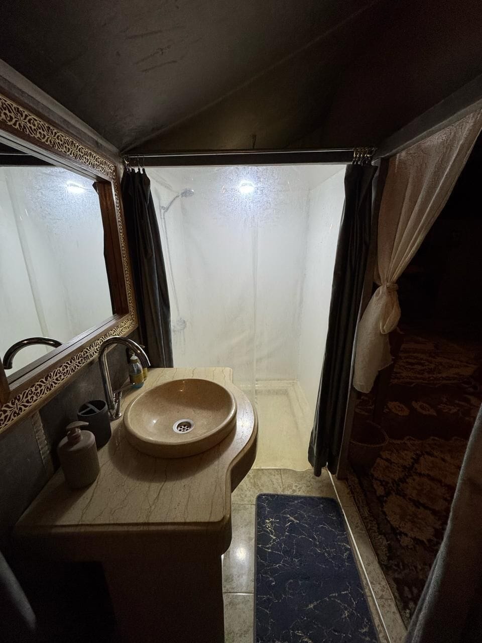 Family Tent | Bathroom | Combined shower/tub, towels, soap, shampoo