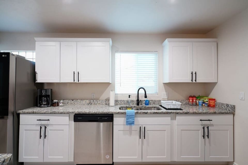 Spacious kitchen with brand new appliances.