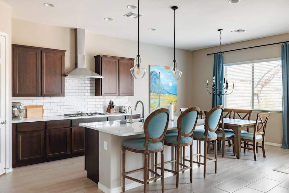 Modern kitchen fully equipped and amenities.