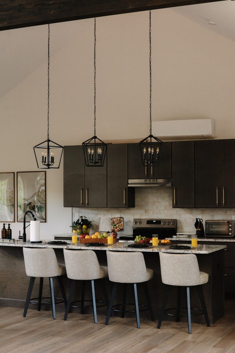 Start your day at the kitchen island with a fresh cup of coffee or a quick breakfast.