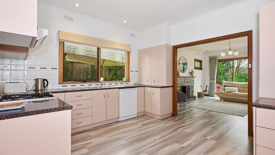 The bright and functional kitchen makes cooking easy for families and groups.