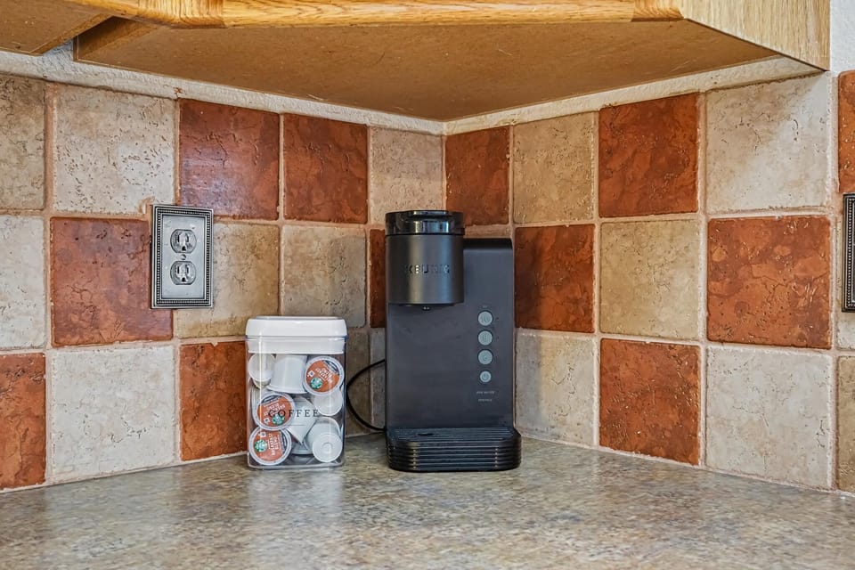 We provide coffee pods, sugar, and creamer for those who enjoy starting their morning with a fresh cup of coffee. It’s a small touch to help make your stay more comfortable and convenient.