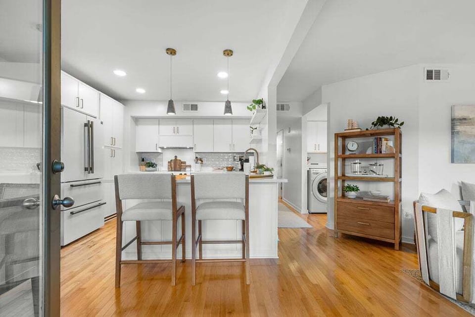 Immediately enter to the open floor plan