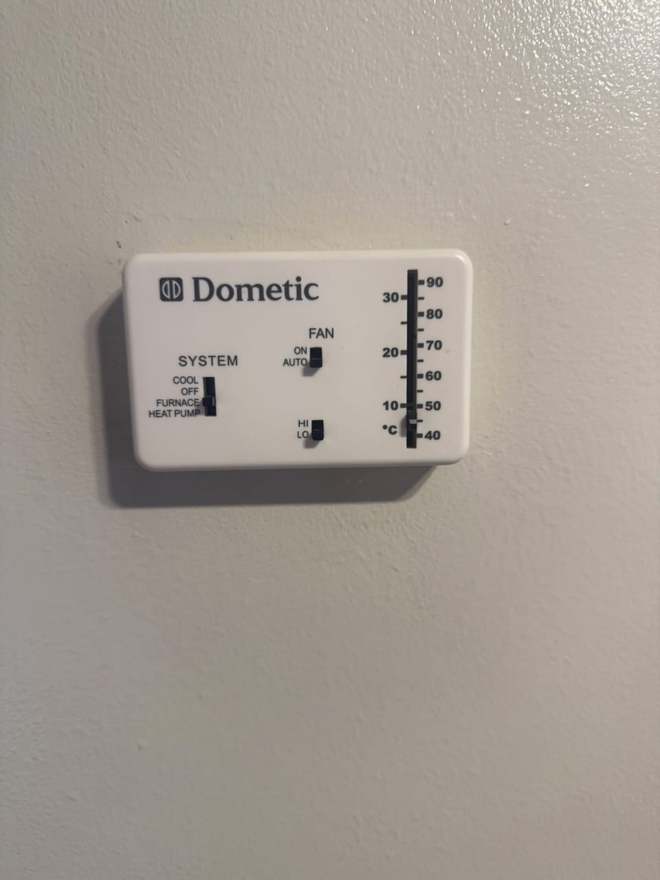 Thermostat for heat. Turn up as much as 75° or off altogether. It can get warm.