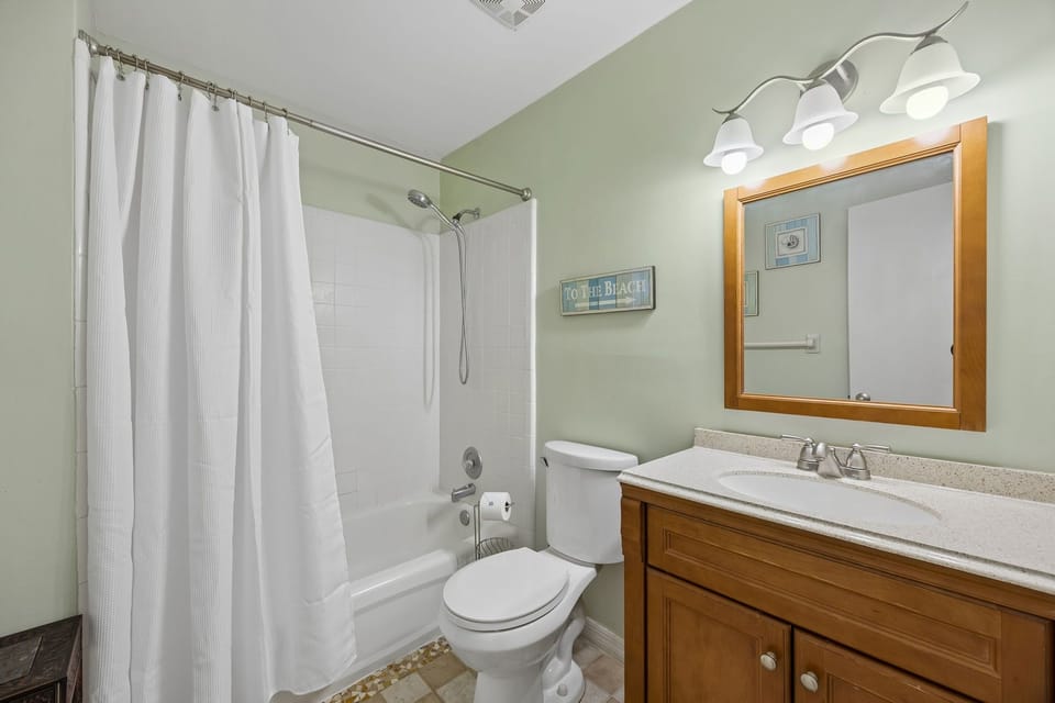 Guest bathroom with hair dryer