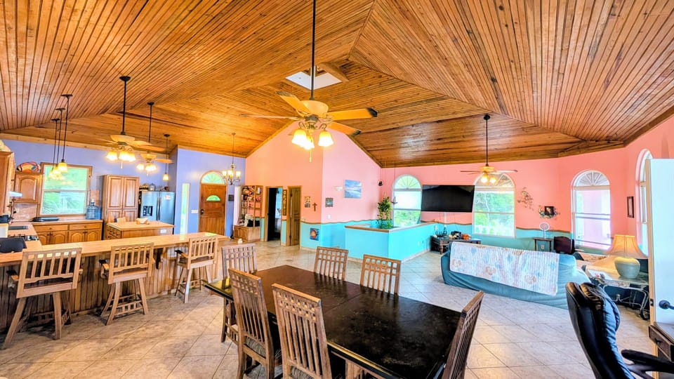 Large dining table plus barstools for 11 seats