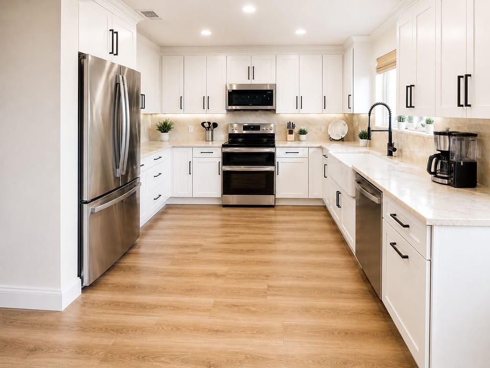 Farmhouse sink-QUARTZITE counter/backsplash kitchen