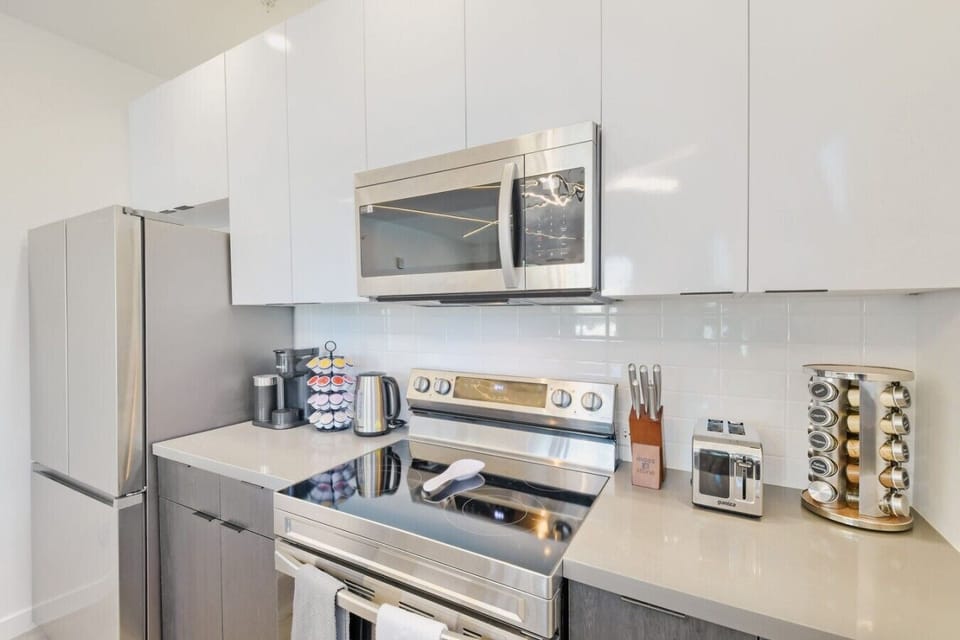 Kitchen with Microwave and Coffee Station
