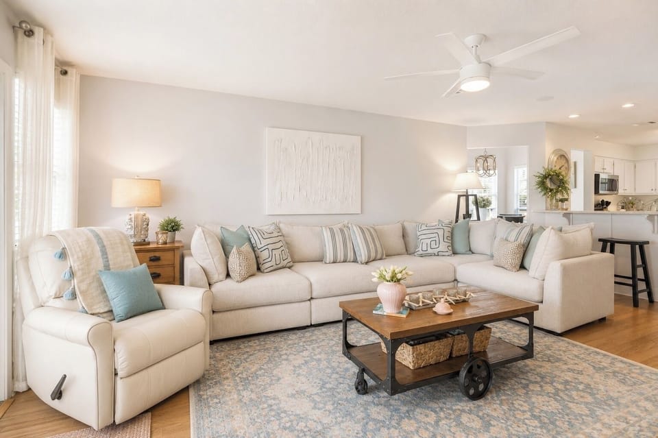 Coastal-inspired living room retreat