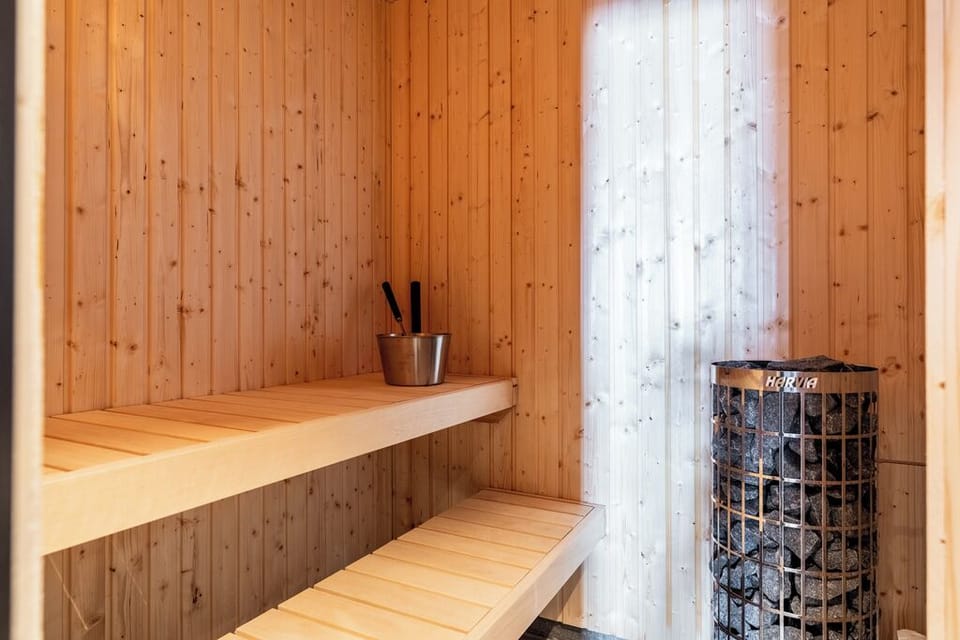 Wooden sauna in the modern house at Idre Mountain Lodge

