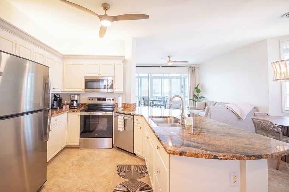 Kitchen has all new stainless steel appliances, including a dishwasher