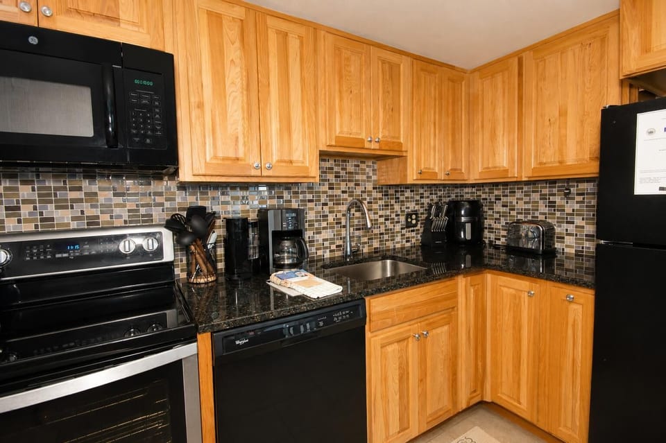 Cook and dine with ease in the fully stocked kitchen, equipped with everything you need for your stay.
