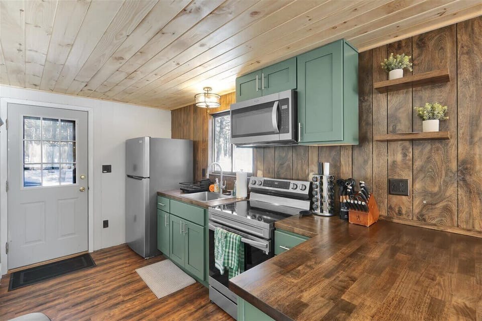 Cabin Kitchen with Rustic Wood Interior