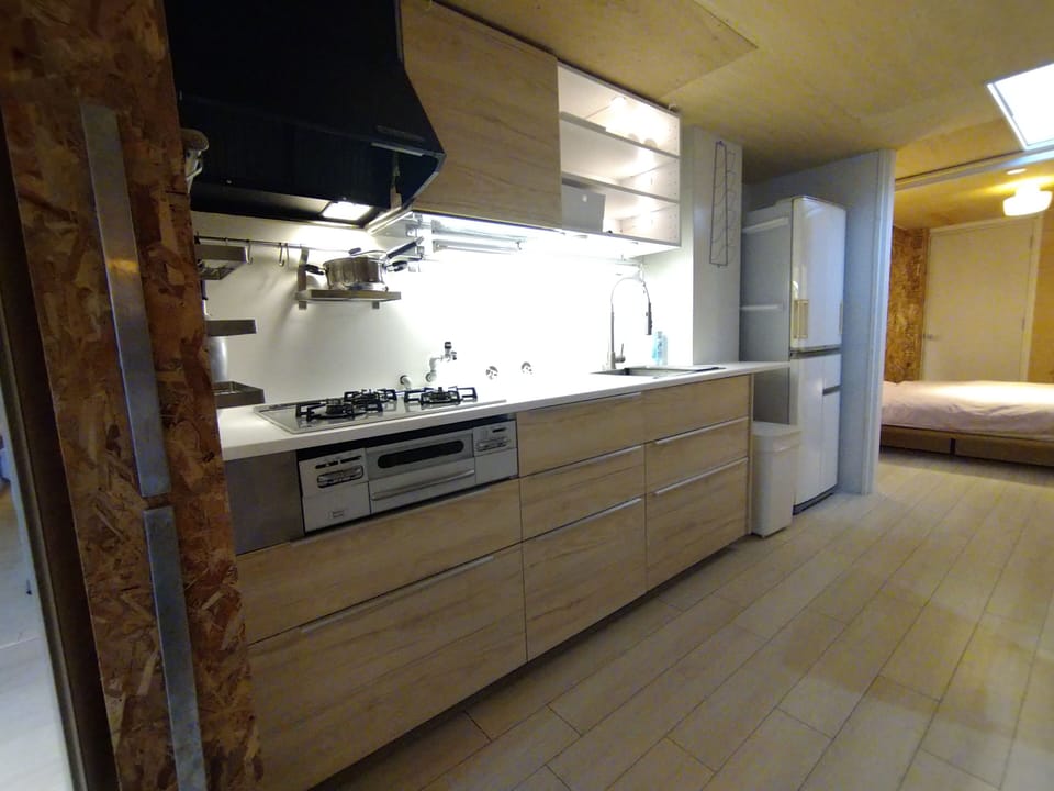 Deluxe Apartment | Private kitchen | Fridge, microwave, stovetop, cookware/dishes/utensils