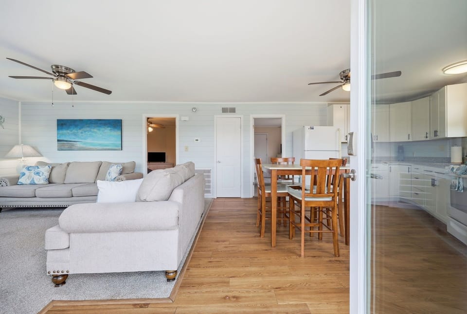 Easy flow from the living room to dining and kitchen