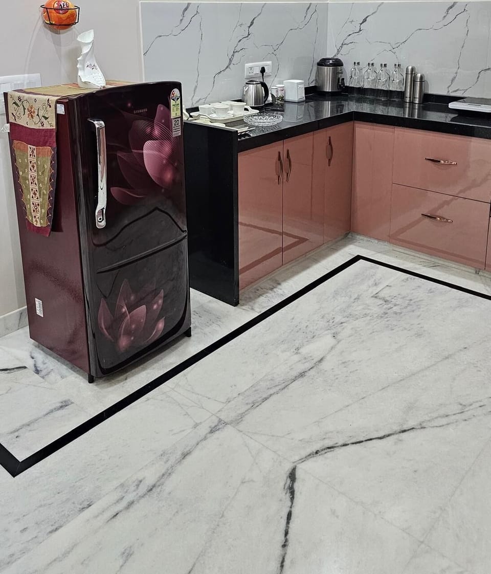 Fridge, cookware/dishes/utensils