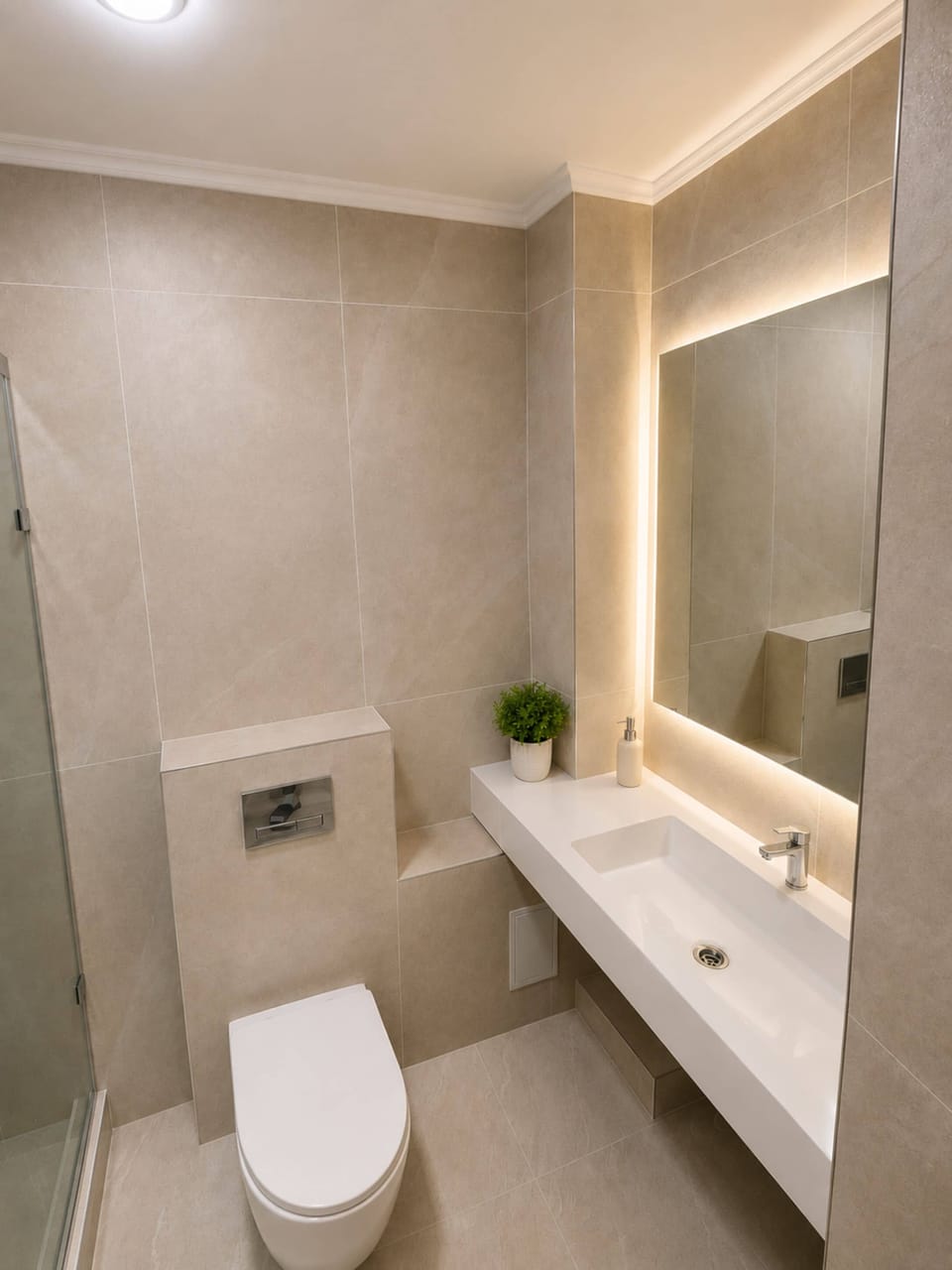 Shower, hair dryer, slippers, towels