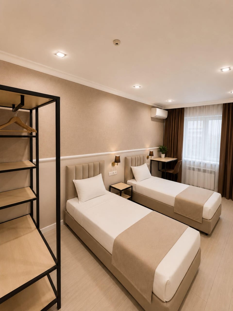 Standard Twin Room, Pool View | In-room safe, desk, laptop workspace, blackout drapes