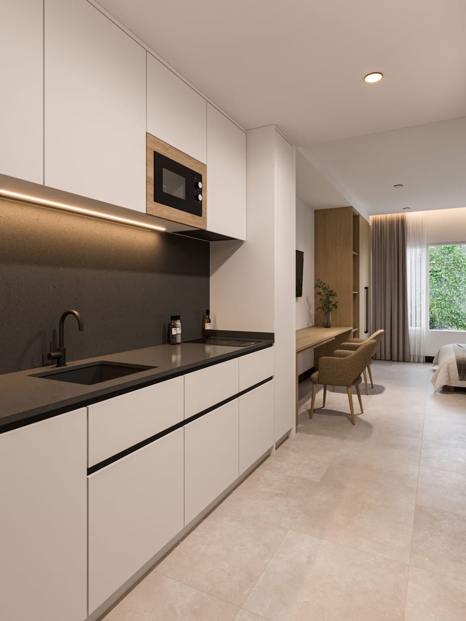 Original Studio with Kitchen - 4 Person | Private kitchen | Coffee/tea maker, full-size fridge, microwave, stovetop