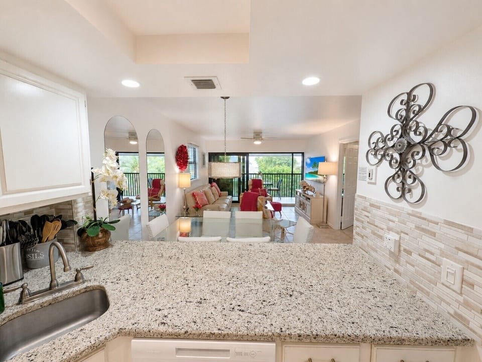 Dining area looking from in front of the kitchen counter.