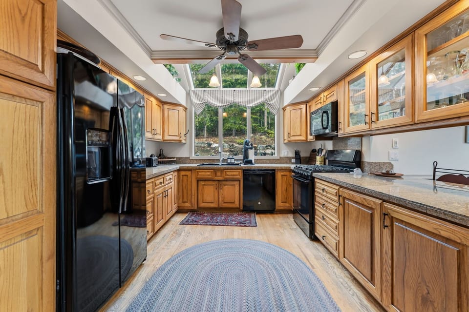Fully stocked kitchen located on the main floor.