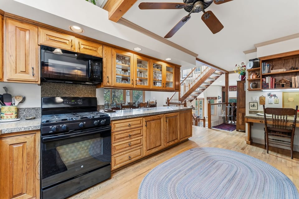Fully stocked kitchen located on the main floor.