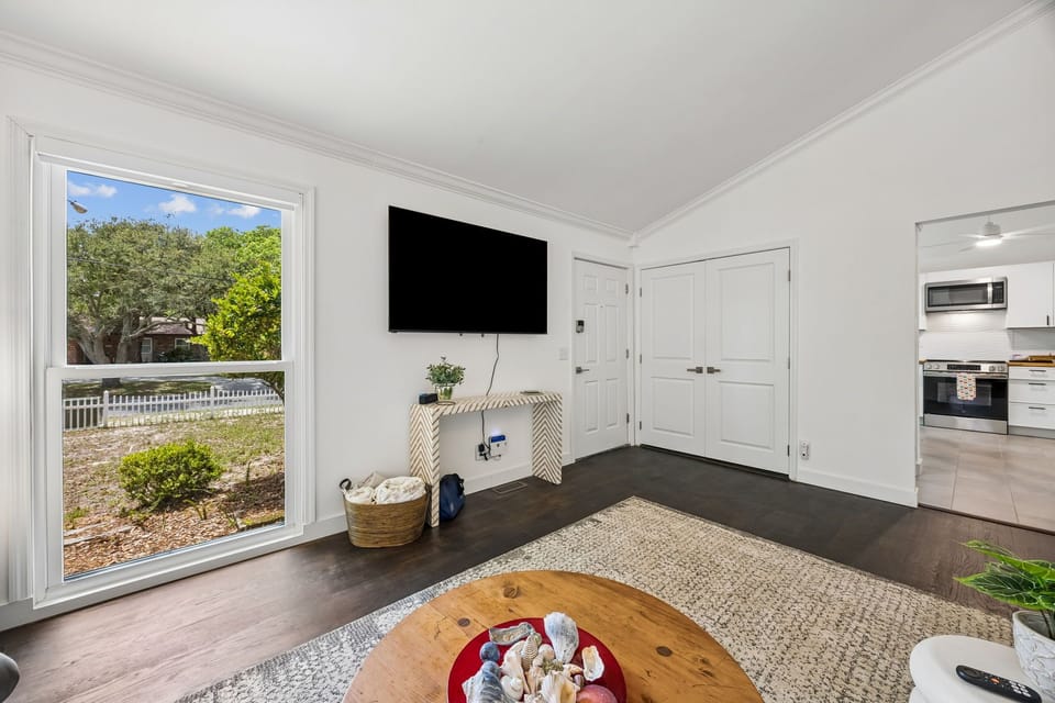 Wall mounted tv in living room