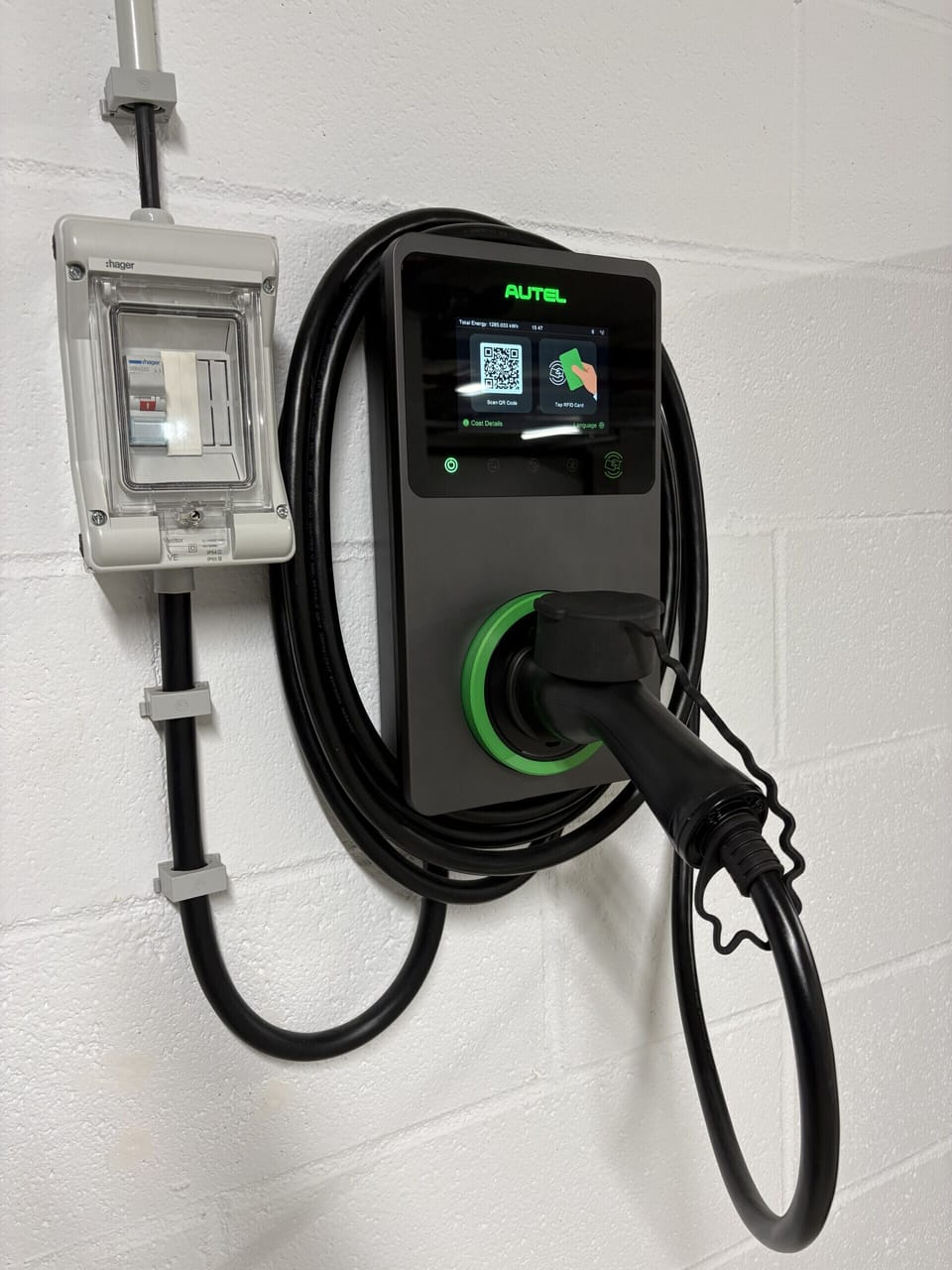 Wallbox charger installed at the private parking space for the convenience of guests travelling by electric vehicle. Available on request for an additional charge.
