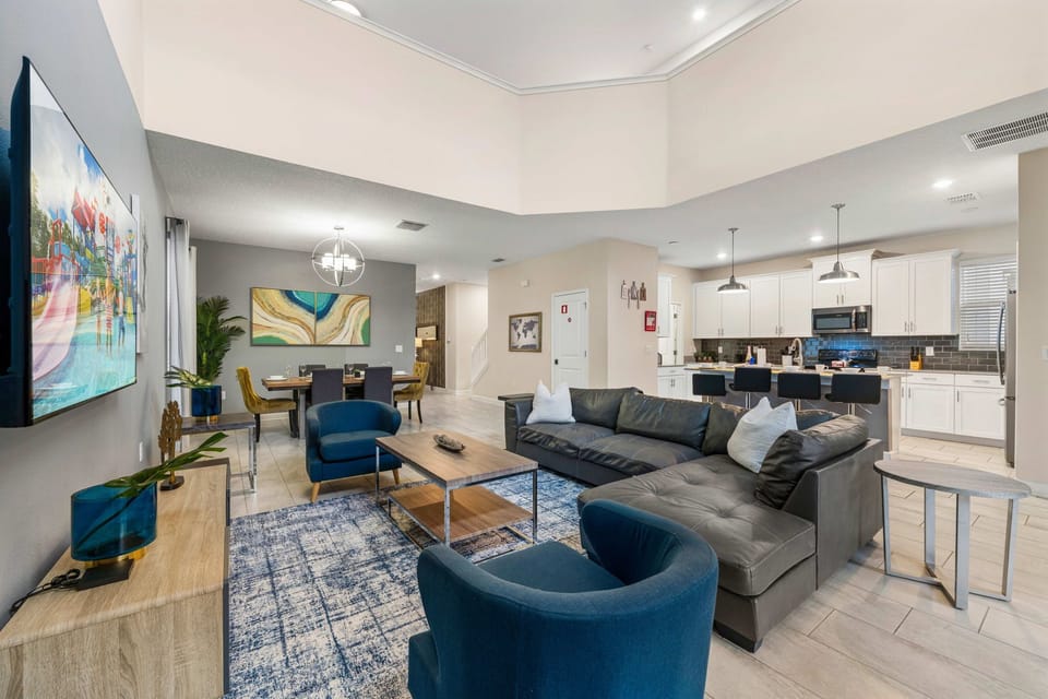 Open living area with Smart TV