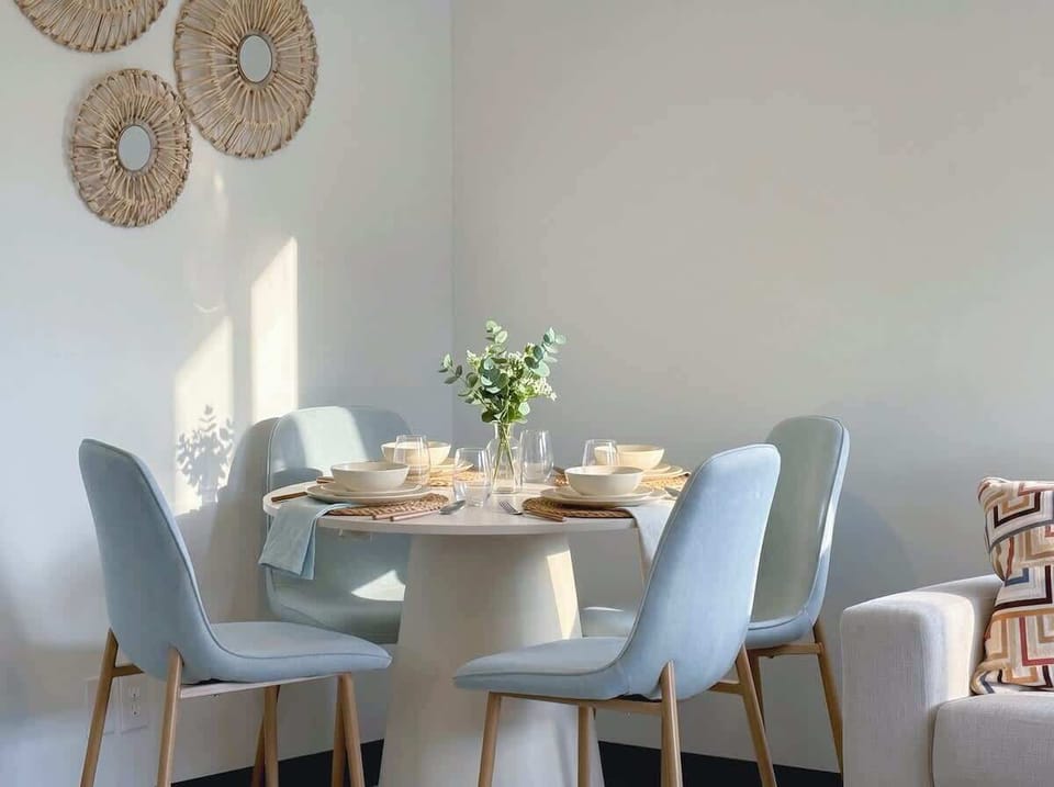 The dining area provides a welcoming space for meals, coffee, or planning the day's adventures.
