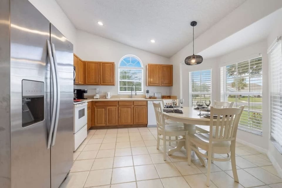 Large dining table with seating for family meals and gatherings