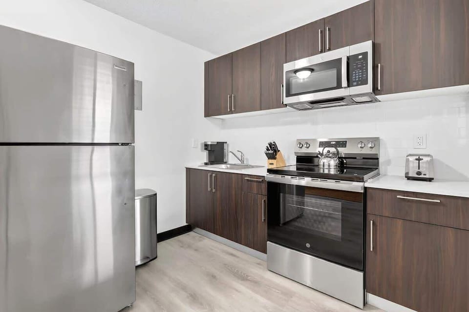 Cook with ease in the fully equipped kitchen, complete with the essentials for everyday meals.