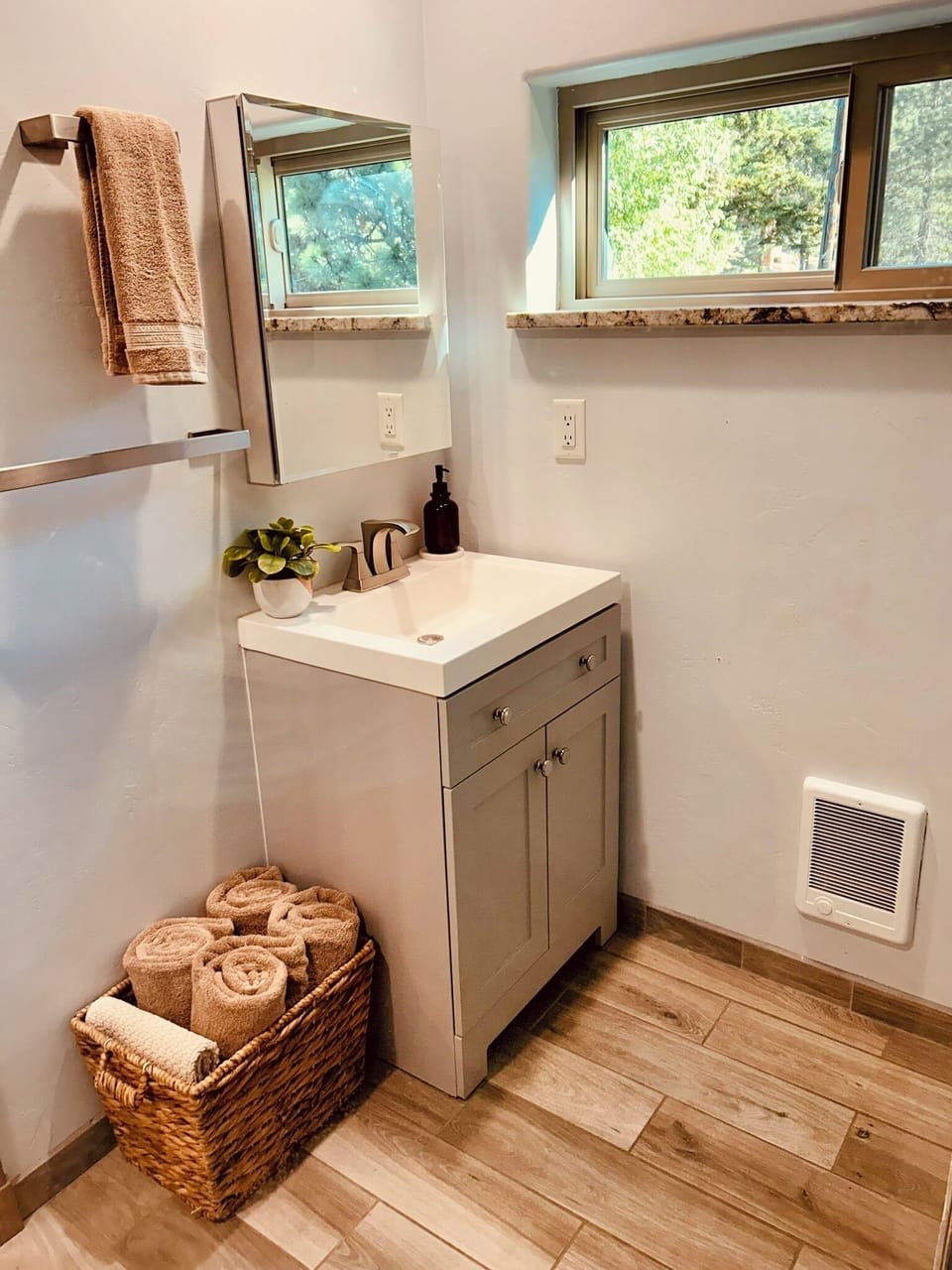 Bright modern bathroom with natural light and stylish finishes