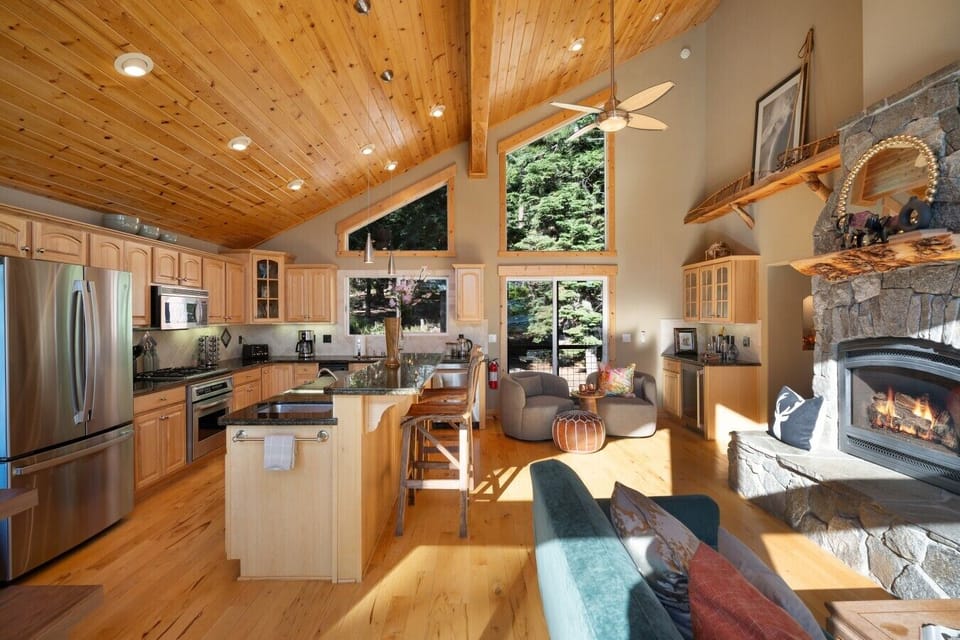 Open-Concept Tahoe Kitchen & Fireside Living