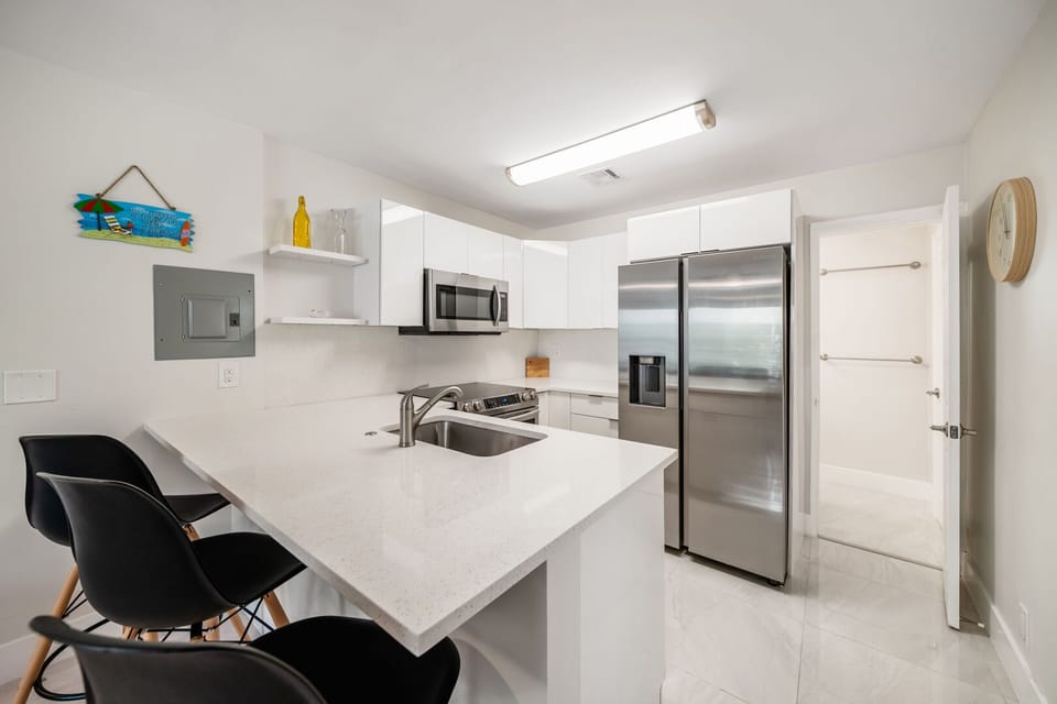 Fully stocked, modern kitchen