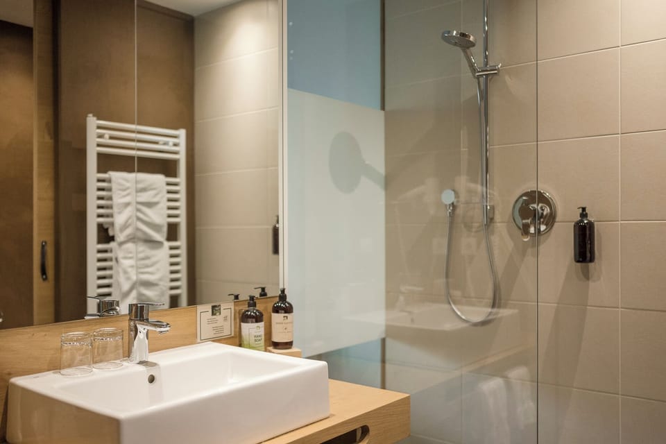 Deluxe Double or Twin Room | Bathroom | Eco-friendly toiletries, hair dryer, bathrobes, slippers