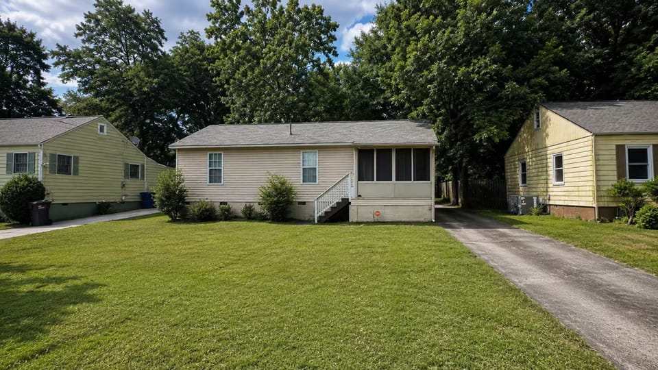 Private driveway with parking for up to 3 vehicles and convenient self check in.
