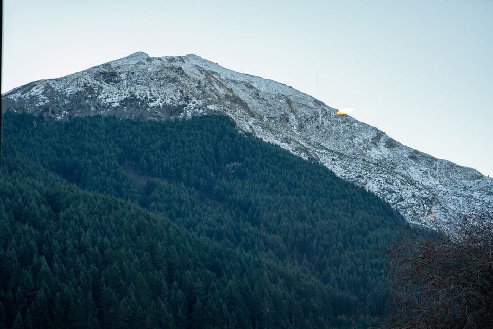Snow-dusted mountain peak