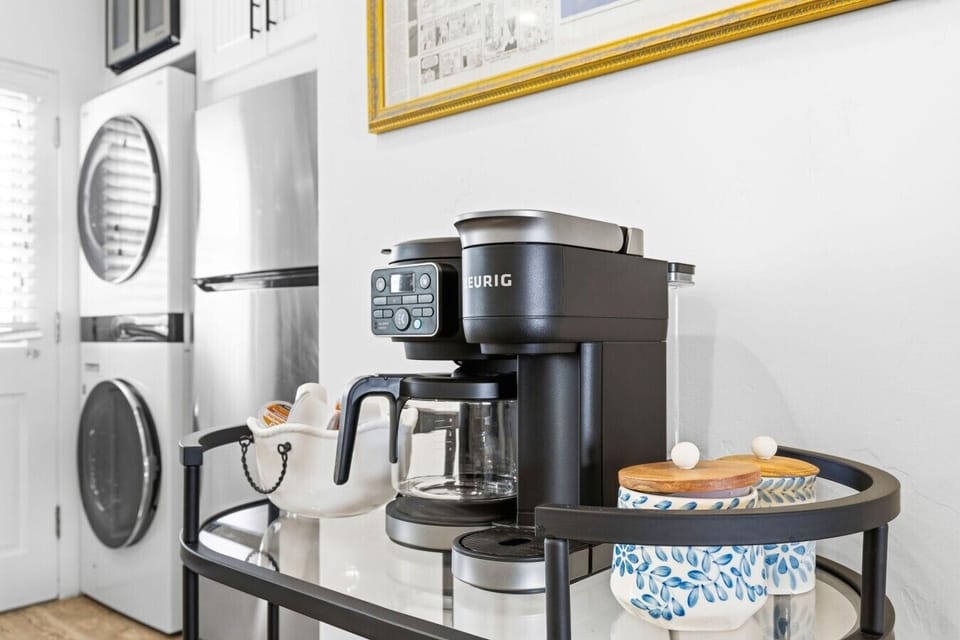 Fuel your day. A fully stocked coffee corner featuring a Keurig machine to kickstart your mornings perfectly. ☕️☀️