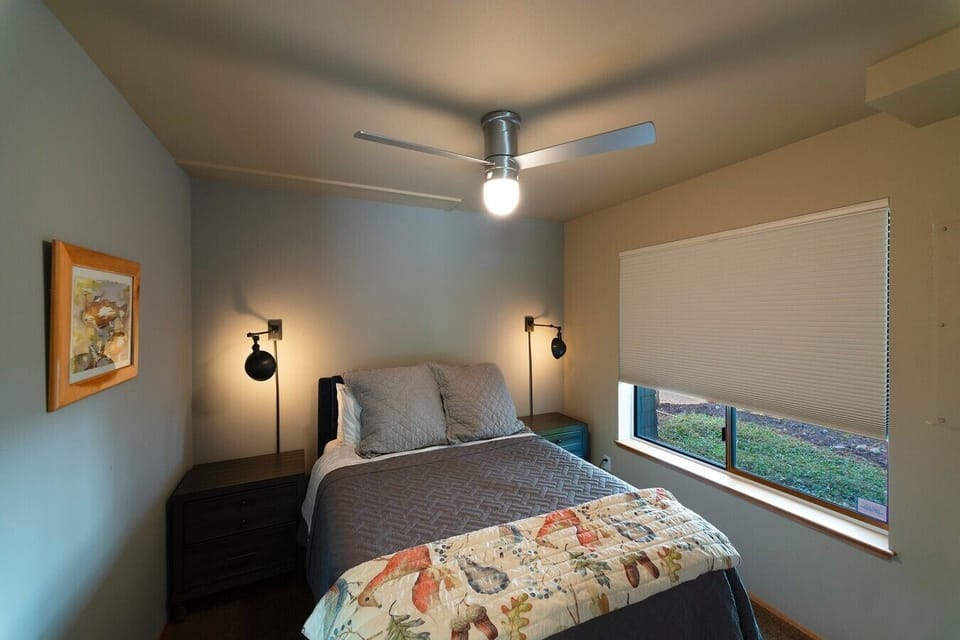 Cozy bedroom with natural light and modern amenities