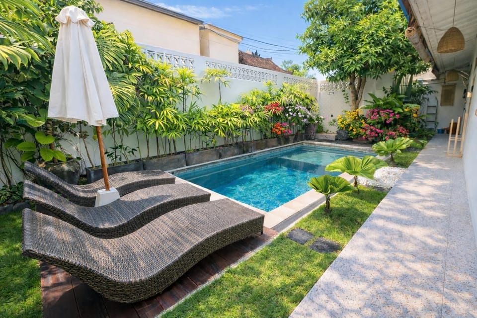 Swimming pool and garden area