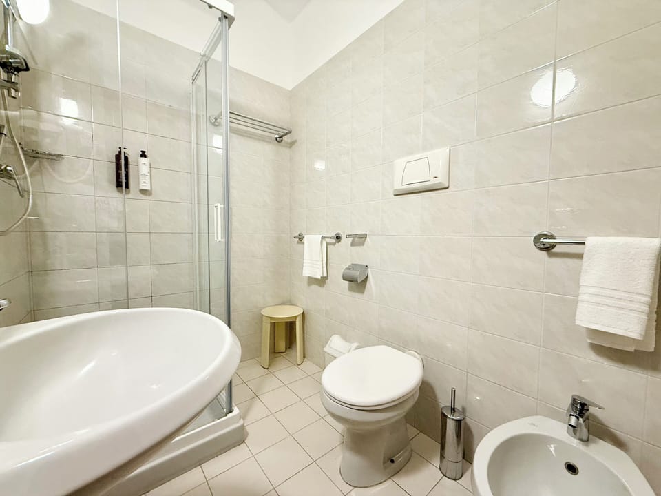 Comfort Double Room | Bathroom | Shower, free toiletries, hair dryer, towels