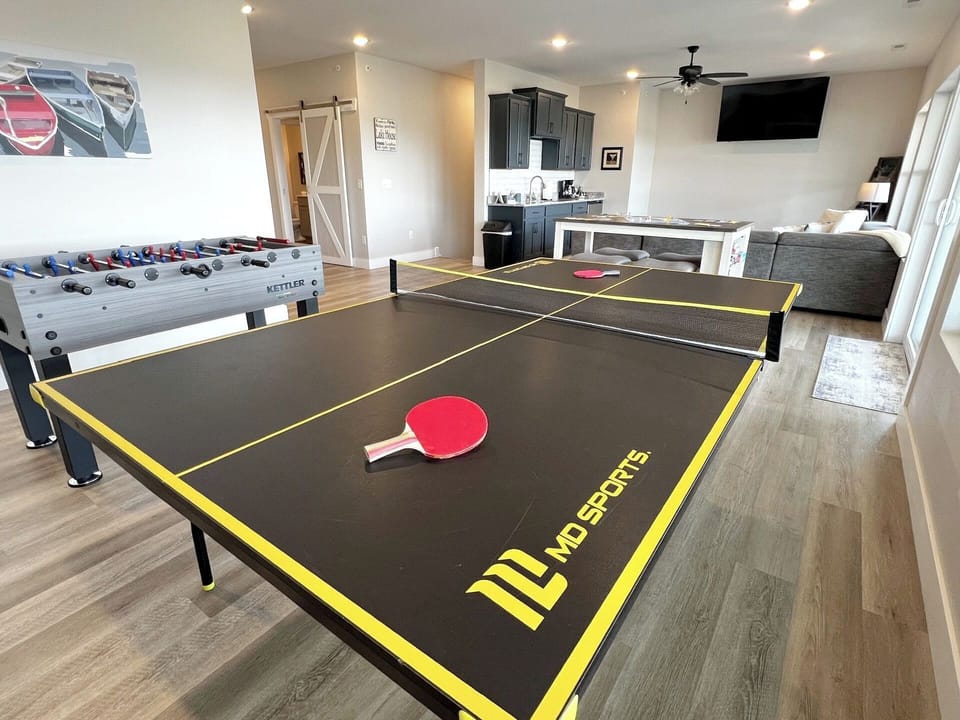Upstairs game room ping pong table