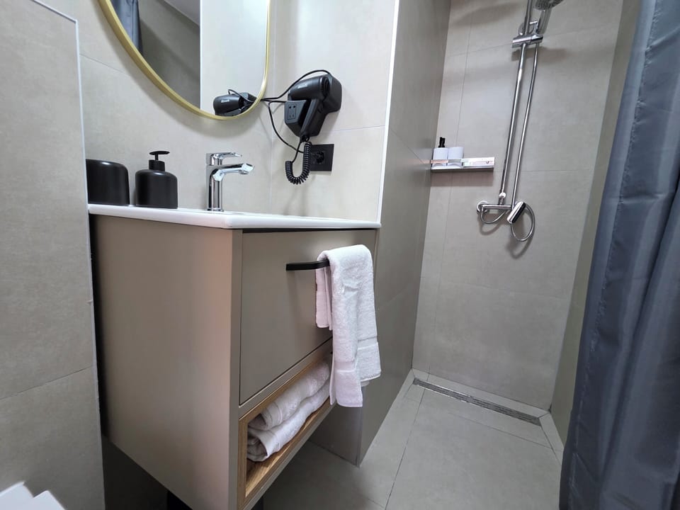 Standard Double Room, City View | Bathroom | Shower, hair dryer, towels, soap
