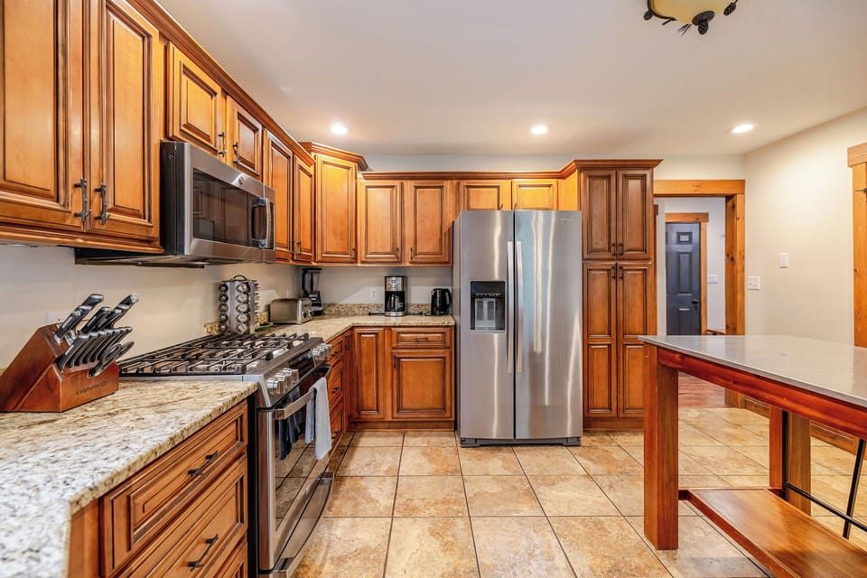 Prepare everything from quick breakfasts to holiday feasts in this beautifully appointed kitchen.