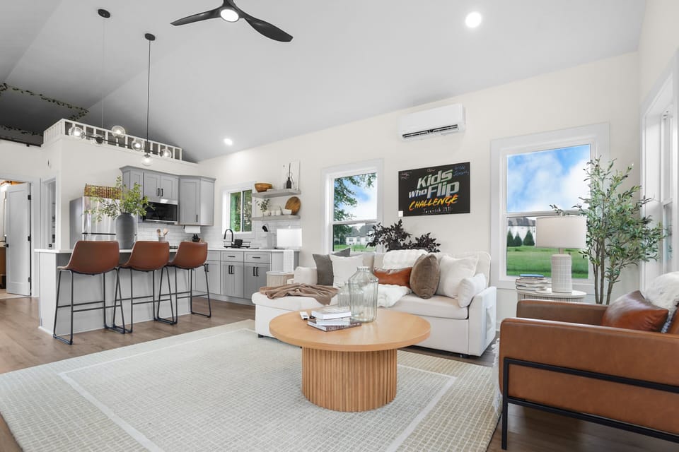 Open concept living area of "Thor's Cottage"