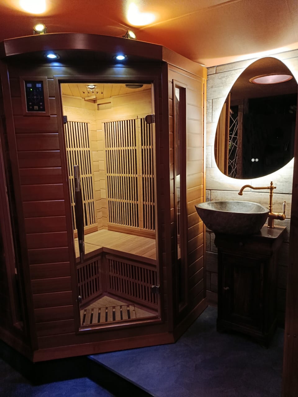 Sauna éclairage tamisé