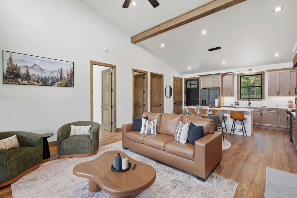 Style meets function in this living space — complete with a sofa sleeper.